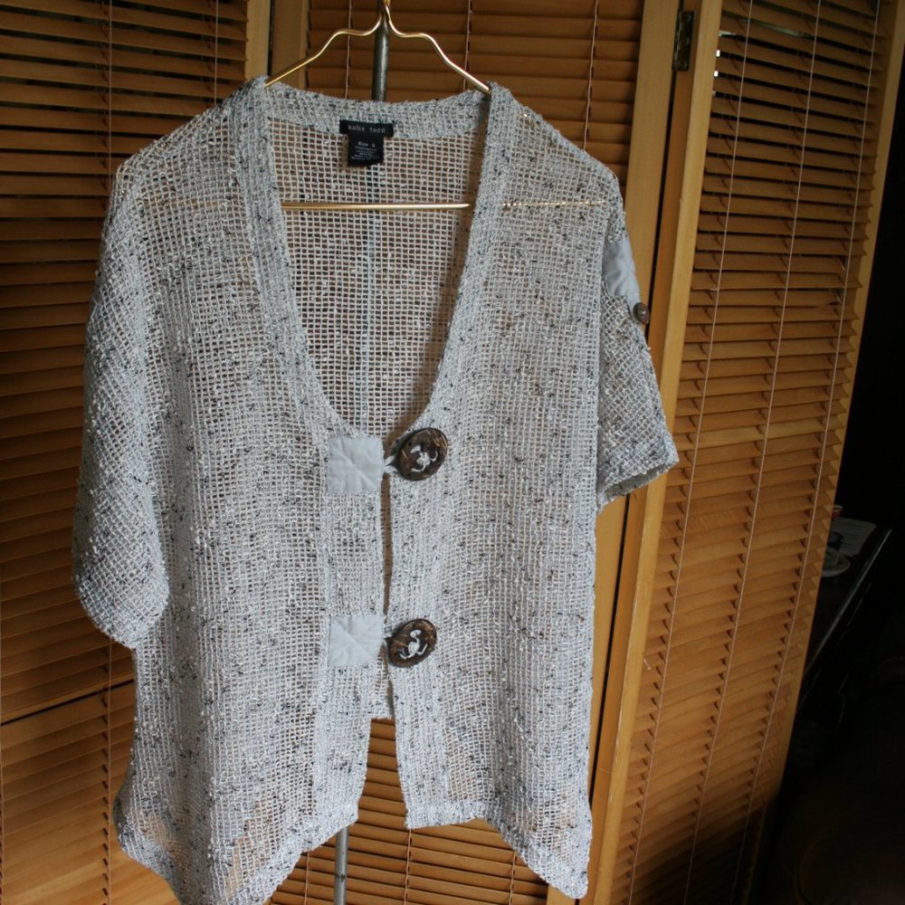 Katie Todd Crochet Sweater Off White Cardigan Size Small